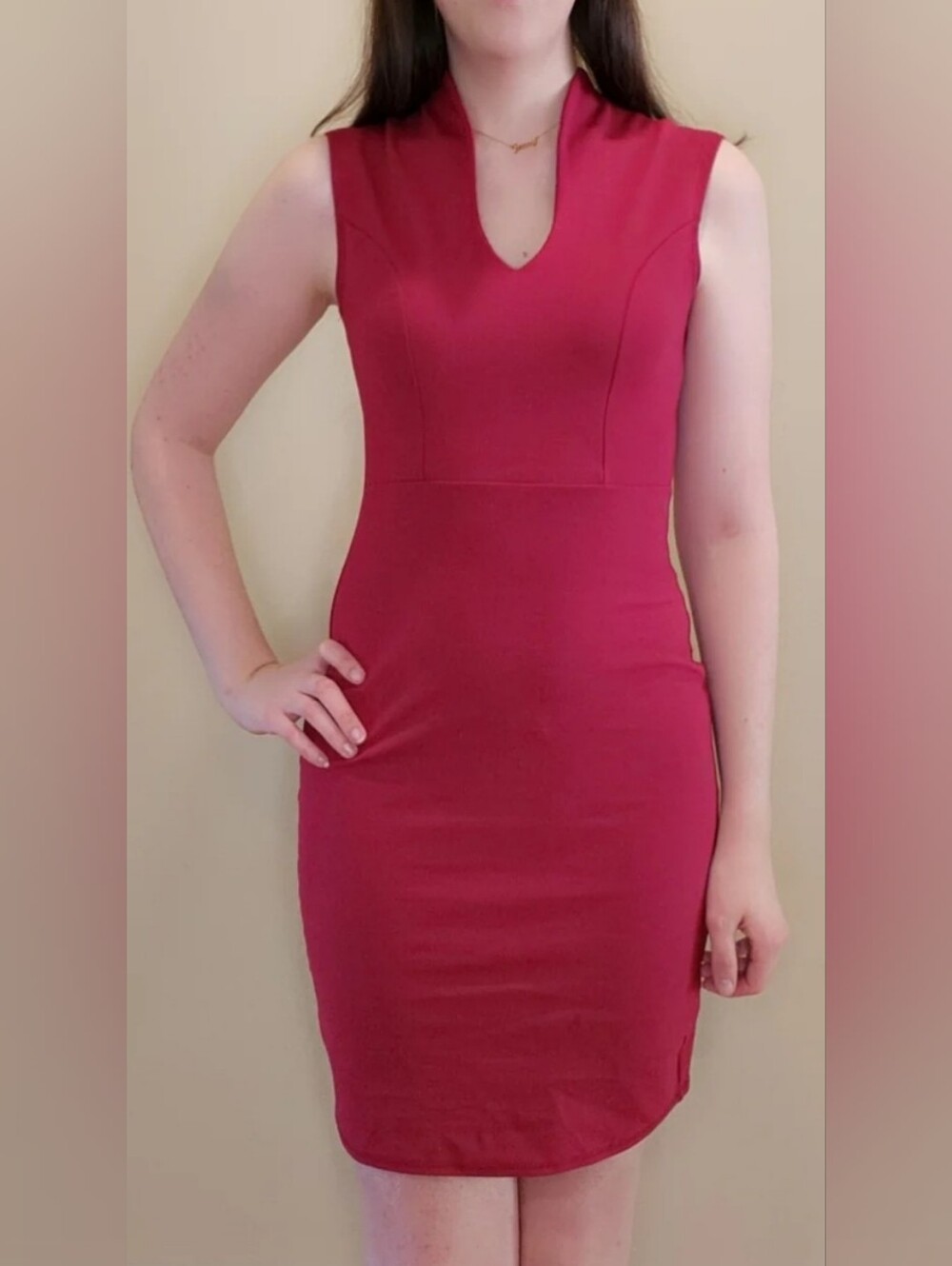 Bright Red Fitted Dress (Size Large)
